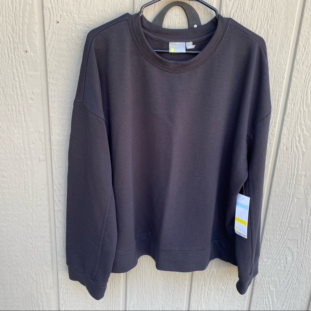 NWT Zella women black Oversize box crop sweatshirt size large new